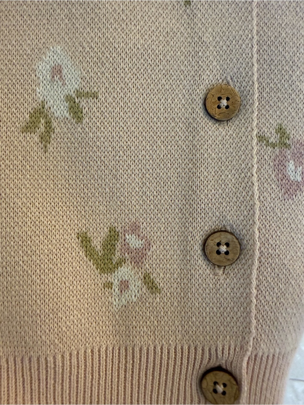 Toddler Girls Blush Floral Knit Cardigan Sweater - Picture 4 of 4
